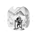 A tarot card depicting a fortune teller climbing a mountain tattoo design idea