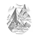 A tarot card depicting a fortune teller climbing a mountain tattoo design idea