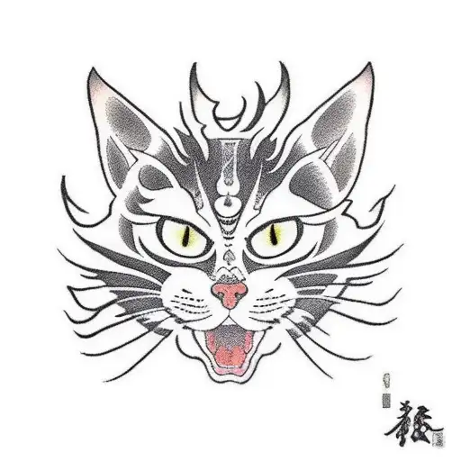 gato negro inspirado en  Kazuaki “Horitomo”, el gato debe ser de cuerpo entero y un tatuaje de un metatron tattoo design idea