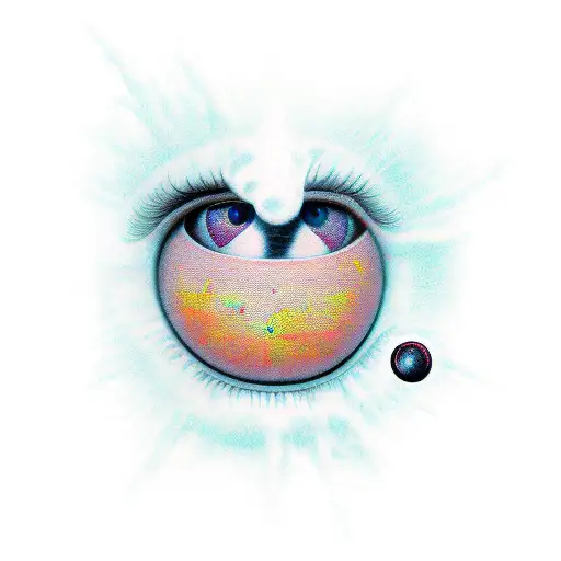  Immaculate heart with one large breast and eyeball tattoo design idea