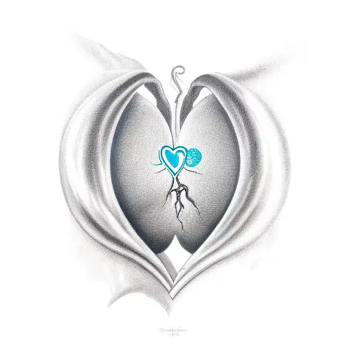  Immaculate heart with one large nude breast tattoo design idea