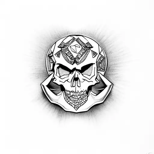skull & dice tattoo design idea