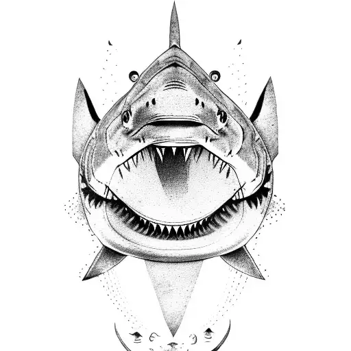 tiger shark with goose  tattoo design idea