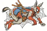 donkey web swinging in Spiderman  suit tattoo design idea