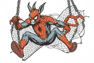 donkey web swinging in Spiderman  suit tattoo design idea