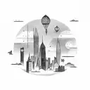 city skyline with thunderstorm  tattoo design idea