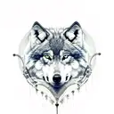 Wolf with Spartan Helmut  tattoo design idea