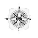 A blackwork tattoo featuring a compass rose intertwined with coffee beans, symbolizing the pilot's love for navigation and the fuel that keeps them going. tattoo design idea