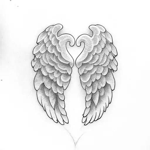 baby angel wings rememberance heart tattoo design idea