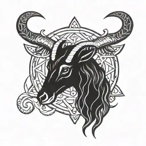 satanic goat and satanic symbols tattoo design idea
