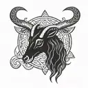 satanic goat and satanic symbols tattoo design idea