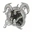 satanic goat and satanic symbols tattoo design idea