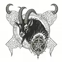 satanic goat and satanic symbols tattoo design idea