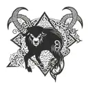satanic goat and satanic symbols tattoo design idea