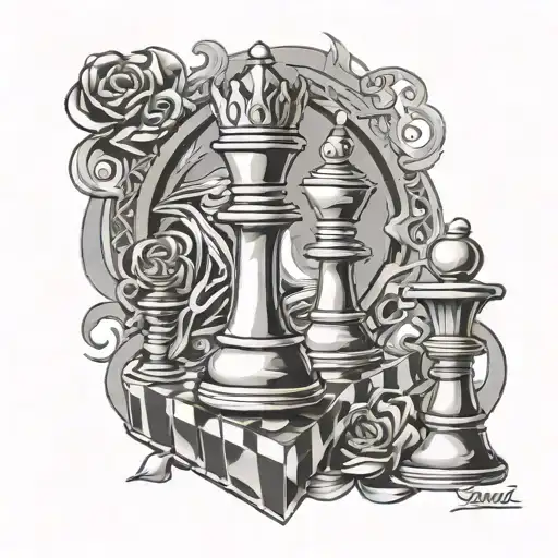 Saddiq with a king chess piece tattoo design idea