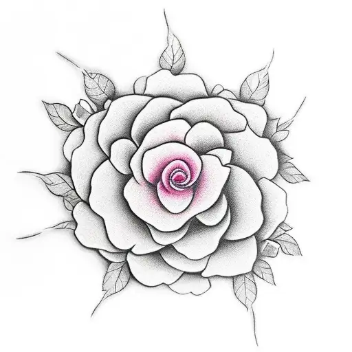 Realistic Japanese flower crown in shades of pink and white with a delicate crown motif tattoo design idea