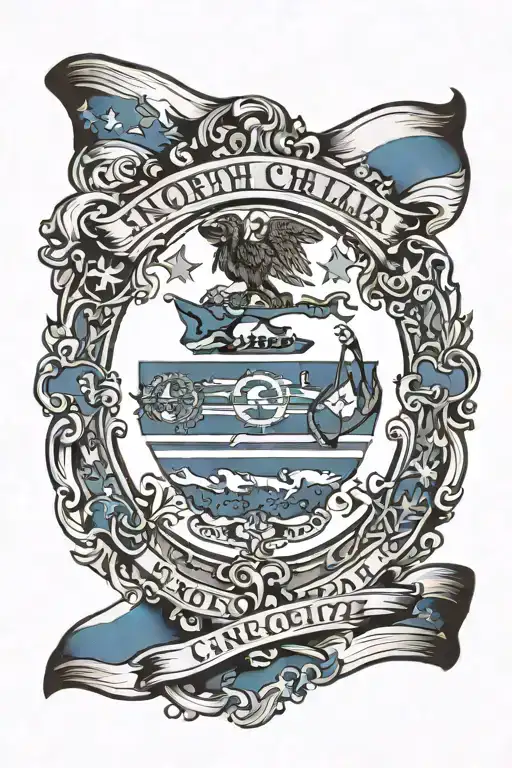 blue line North Carolina flag  tattoo design idea