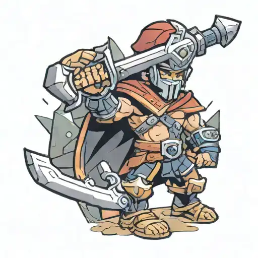 make a skin of the brawl stars gladiator cousin who holds a sword tattoo design idea