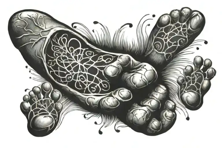 foot print with name tattoo design idea