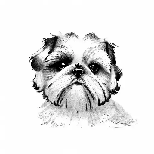 shih tzu puppy tattoo design idea