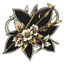 bow and arrow with flowers tattoo design idea