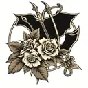 bow and arrow with flowers tattoo design idea
