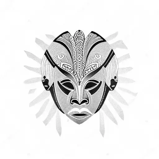 african mask tattoo design idea