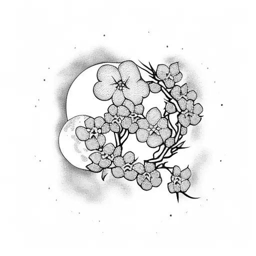 Cherry Blossom moon tattoo design idea