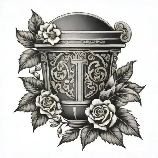 Incorporate elements of therapy tools into a Greek-inspired tattoo design tattoo design idea