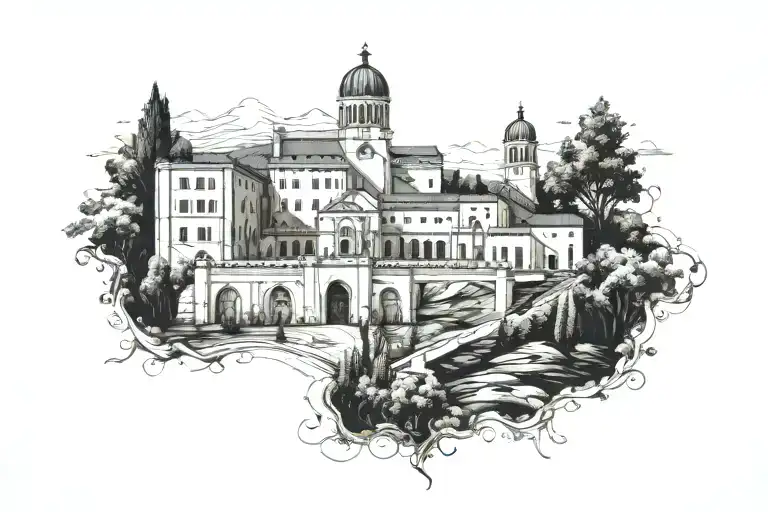montecassino monastery tattoo design idea