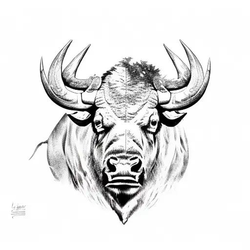african buffalo  tattoo design idea