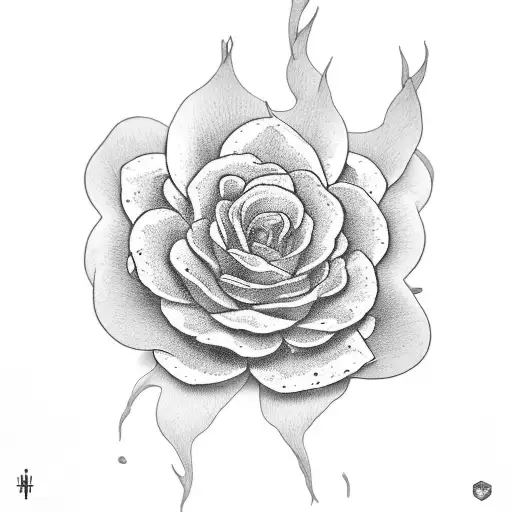 A black-grey tattoo of intertwined flowers and fungus tattoo design idea
