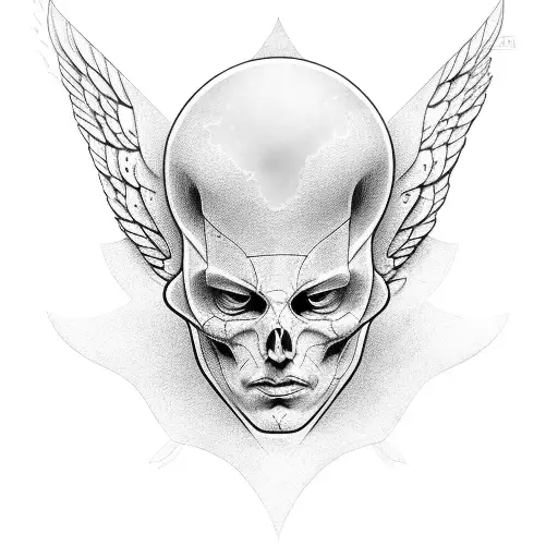 arch angel faceless tattoo design idea