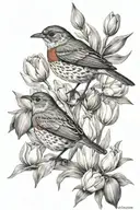 dutch robin, tulips and wampum tattoo design idea