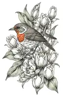 dutch robin, tulips and wampum tattoo design idea