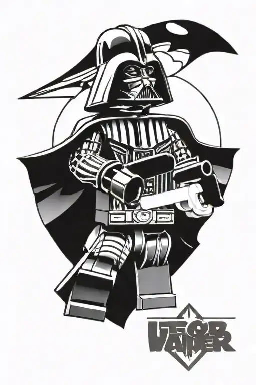 half darth Vader Lego figure half Wonder Woman Lego figure  tattoo design idea