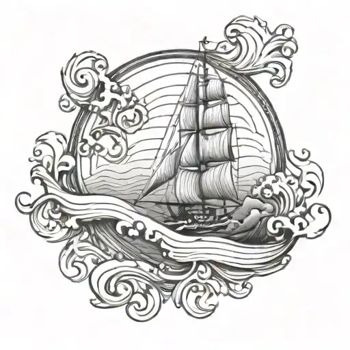 sic parvis magna with waves forming tattoo design idea