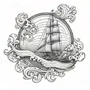 sic parvis magna with waves forming tattoo design idea