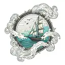 sic parvis magna with waves forming tattoo design idea