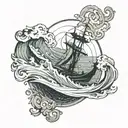 sic parvis magna with waves forming tattoo design idea
