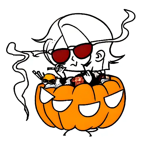pumpkin with sunglasses and a cigarette  tattoo design idea