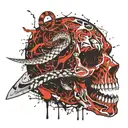 knife and snake in face inside tattoo design idea