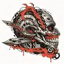 knife and snake in face inside tattoo design idea