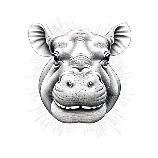 hippopotamus and hodgkin's lymphoma ribbon tattoo design idea