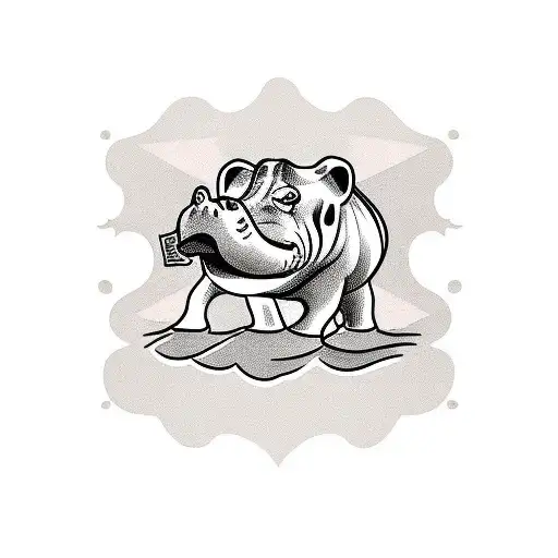 hippopotamus  tattoo design idea
