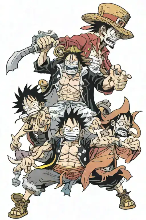 one piece luffy and shanks and whitebeard tattoo design idea