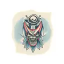 devil whispering in ear tattoo design idea