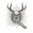 devil whispering in ear tattoo design idea