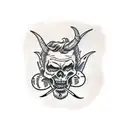 devil whispering in ear tattoo design idea