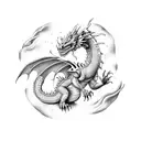 Dragon coming from Milky Way tattoo design idea